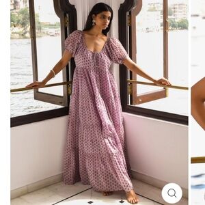 Daughters of India Sita Maxi Dress in Violet Floral Made in India XXXL